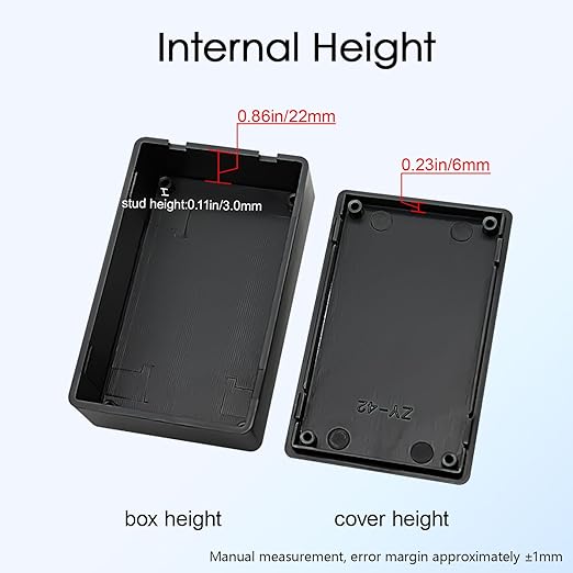 Project Box 8 Pieces Electrical Box Small Junction Box ABS Plastic Enclosure Power Electronic Case Black 3.15" x 1.97" x 1.02"(80 x 50x 26mm) - Image 5