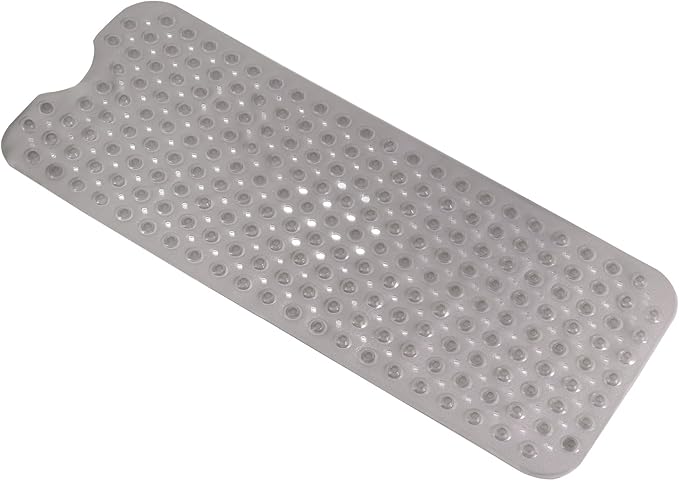 Anti-Slip Bathtub Shower mat, 39.3×15.7 inch（Approximately 100 × 40cm） Soft Oversized Machine Washable Non-Slip Bathtub mat with Drainage Holes, Bathroom Floor Suction Cup.（1-Clear Gray） by ERASILKEN-X