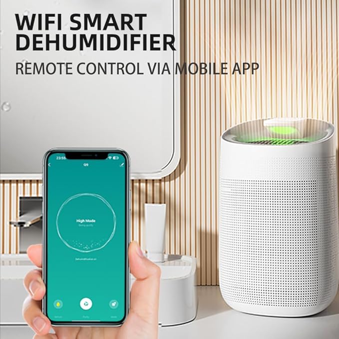 1000ml Air Dehumidifier w/Purifying Function for Home (800 Sq.Ft), Small Dehumidifiers with WIFI APP Control, Auto Shut Off, True HEPA Filter, Ideal for Closet Bedroom Bathroom 2 Filter - Image 2