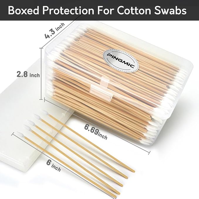500PCS 6" Gun Cleaning Swabs in Storage Box - Lint Free, Highly Absorbent Long Cotton Cleaning Swab - Image 6