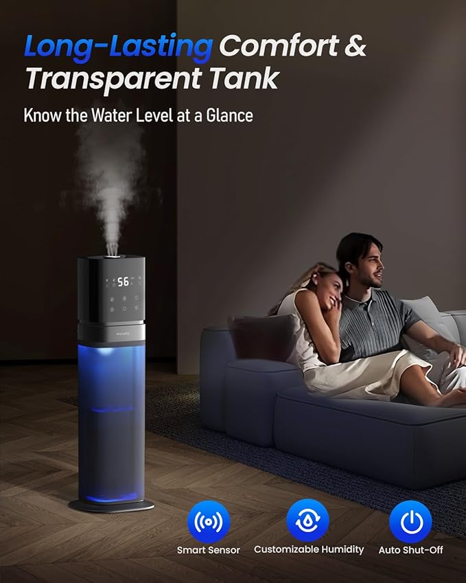 Smart Humidifier Large Room, 2.1Gal/8L Humidifiers for Bedroom with Extended Tube&Night Light, Whole House Cool Mist Humidifiers, WIFI App&Voice Control, School/Office/Warehouse, Dark Blue - Image 7