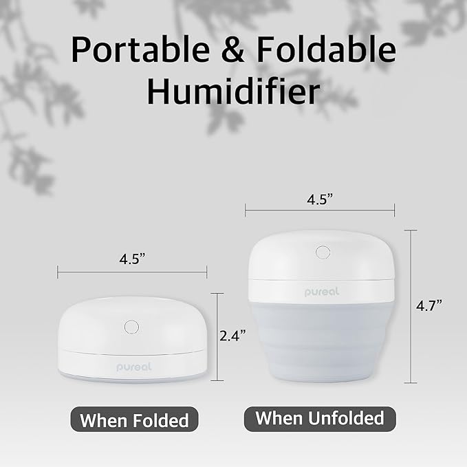 Pureal Foldable Mini Humidifier, 500ML Portable Small Cool Mist for up to 10 Hrs, for Baby Bedroom Travel Office Home, Auto Shut-Off, 3 Mist Modes, Super Quiet - Image 6