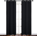 NICETOWN Blackout Draperies Window Curtain Panels, Autumn/Winter Thermal Insulated Solid Grommet Blackout Curtains/Drapes for Cafe (Set of 2, 34 inches by 84 inches, Black) by NICETOWN