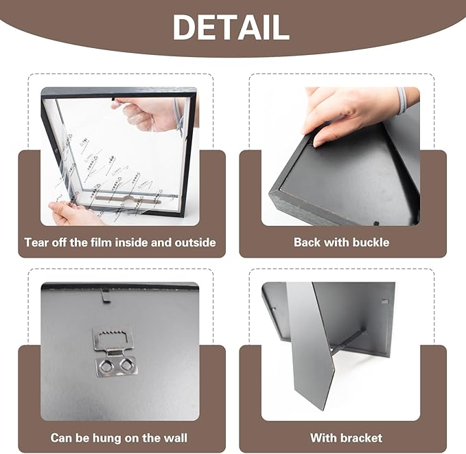 Shell Shadow Box Display Frame with Top Slot and Clear Front Panel, 8.5 x 10 Inch Black Tabletop & Wall Mounted Shadow Storage Frame for Shell, Concert Ticket, Dry Flowers, Coins, Stamps and Bills - Image 3