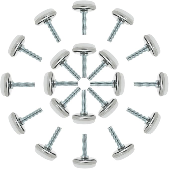uxcell M6 x 25 x 30mm Screw on Furniture Glide Leveling Feet Adjustable Leveler Pad for Chair Industrial Machine Desk Leg 24pcs by uxcell