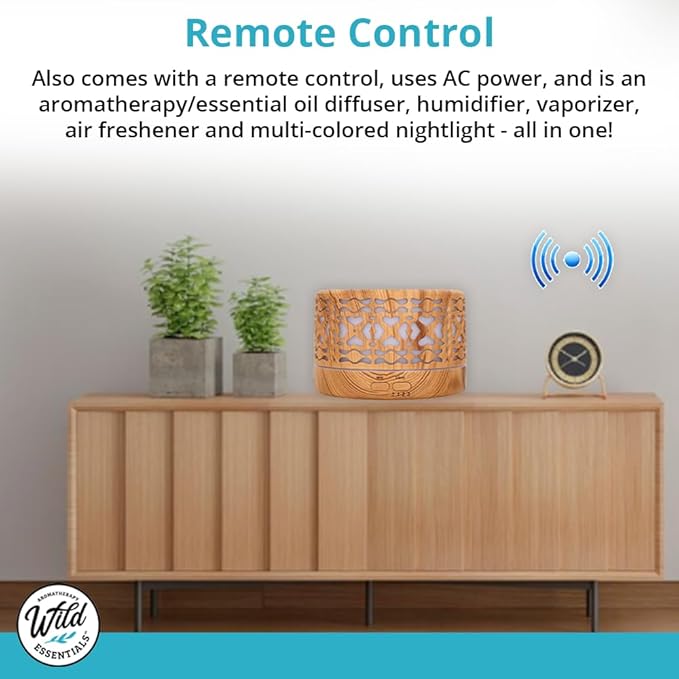 Wild Essentials 700ml Designer Large Room Essential Oil Diffuser, 5 in 1 Ultrasonic Aromatherapy Vaporizer Cool Mist Humidifier, Home, Office Bedroom, Timer, Auto-Off, 7 Color LED Dark Wood Branches - Image 6