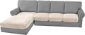 H.VERSAILTEX Velvet Stretch Sectional Couch Covers - 4 Piece Sofa Seat Cushions for L Shape Sectional Couch (Large 3 Seater + 1 Chaise, Ivory) by HVERSAILTEX