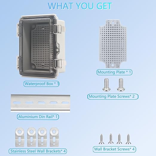 Electrical Box, Outdoor Waterproof Box IP67 Junction Box with Mounting Plate,ABS Plastic Project Box Power Cord Enclosure Clear 5.9" Dx3.9 Wx2.8 H - Image 4