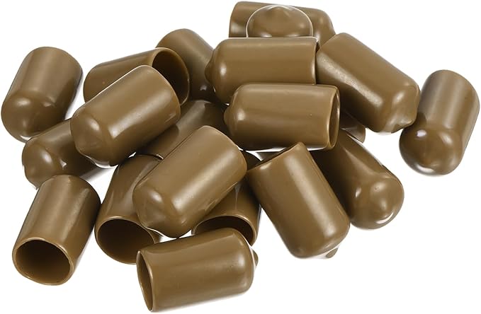 uxcell 20pcs Rubber End Caps 13mm ID Vinyl PVC Round Tube Bolt Cap Cover Screw Thread Protectors Light Brown - Image 4