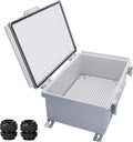 Waterproof Outdoor Electrical Box Junction Box Weatherproof IP67 ABS Plastic Enclosure Switch Router Project Box with Mounting Plate with Wall Bracket 2 Cable Glands Clear 11.81" x 7.87" x 5.12" by YETLEBOX