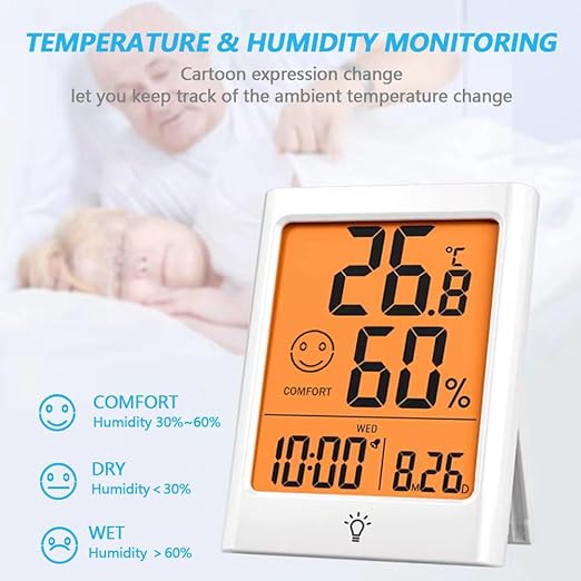 Digital Indoor Thermometer for Room, Smart Temperature Humidity Monitor with Backlight, Comfort Indicator, Max/Min Record, Time, Calendar, Alarm, °c/°f Switch for Bedroom, School - Image 5
