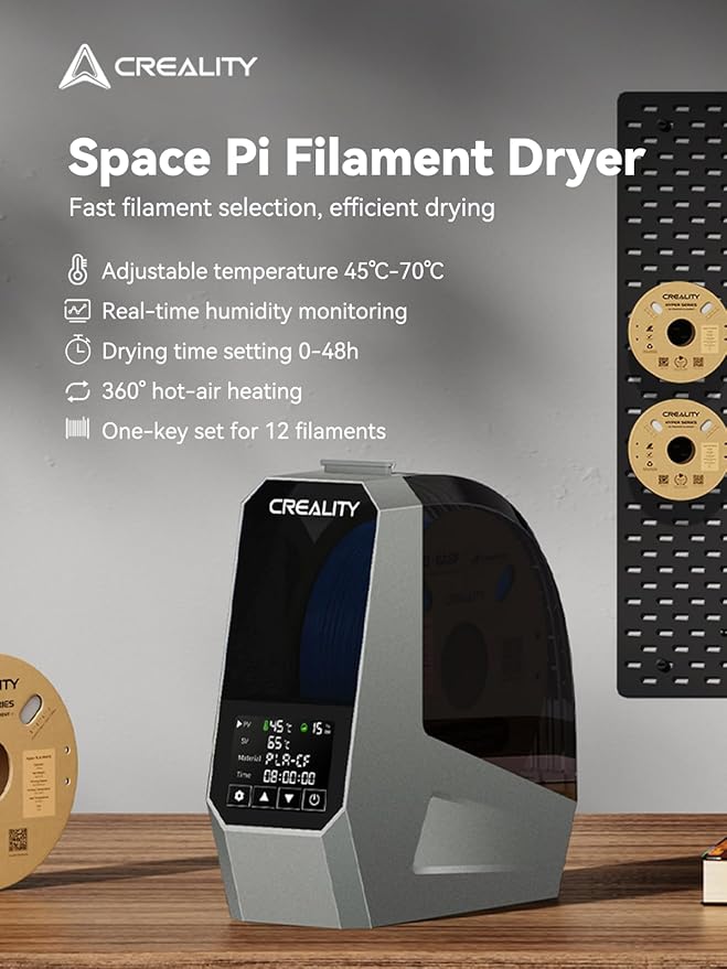Creality Space Pi Filament Dryer, Filament Storage Box, Upgraded Double 360° Heating Drying with Fan&Touch Screen, 3D Printer Filament Spool Holder, Dehydrator 1.75/2.85/3mm PLA PETG ABS TPU Nylon - Image 2