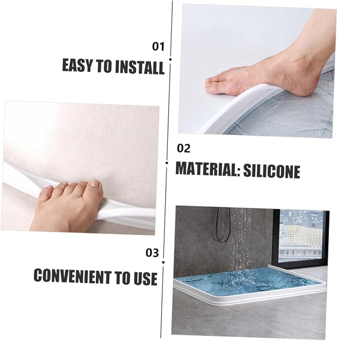 Self-Adhesive Water Retaining Strip Silicone Bathroom Shower Room Strip White for Dry Wet Separation - Image 5