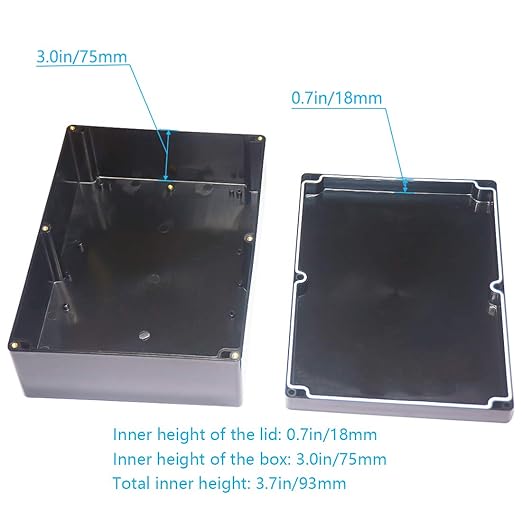 Junction Box, Zulkit Project Box IP65 Waterproof Outdoor Box ABS Plastic Electrical Boxes Electronic Enclosure Black 11.42 x 8.27 x 3.94 inch (290 x 210 x 100 mm)(Pack of 1) - Image 6
