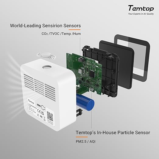 Temtop M10+ Indoor Air Quality Monitor & CO2 Meter for Home, 6-in-1 PM2.5 & VOC Detector, E-Ink Display, Battery Powered 60-Day Quiet Bedroom Air Pollution Monitor, App Temperature & Humidity Sensor - Image 6