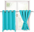 Hiasan RV Blackout Curtains for Bedroom, 52 x 30 Inches Long - Thermal Insulated & Light Blocking Window Curtains for Living Room, 2 Drape Panels Sewn with Tiebacks, Turquoise by Hiasan
