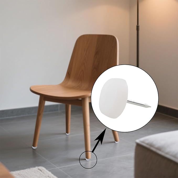 60PCS Chair Table Leg Protectors 14mm Plastic Cap Sliding Flat Nails Anti Furniture Scratch Floor Table Chairs Cabinets Silent Moisture Resistant Round Rubber Feet Nails White - Image 4