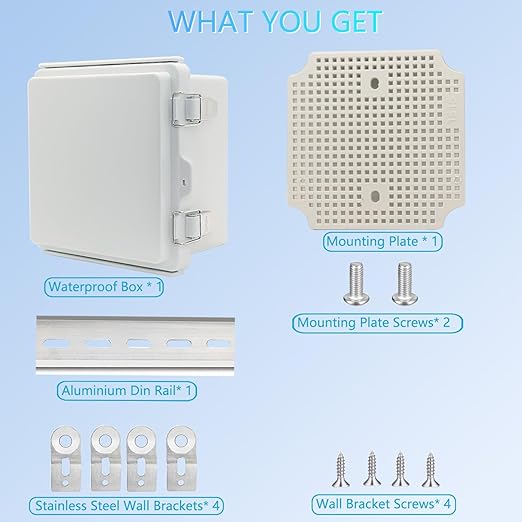Electrical Box, Outdoor Waterproof Box IP67 Junction Box with Mounting Plate,ABS Plastic Project Box Power Cord Enclosure Grey 5.9" Dx5.9 Wx3.5 H - Image 4