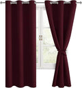 Hiasan Blackout Curtains for Bedroom, 38 x 72 Inches Long - Thermal Insulated & Light Blocking Window Curtains for Living Room Christmas Decor, 2 Drape Panels Sewn with Tiebacks, Burgundy by Hiasan
