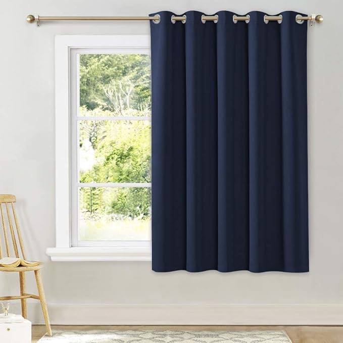 NICETOWN Blackout Curtain and Drape for Kitchen - Thermal Insulated Solid Grommet Top Blackout Panel/Draperies for Kid's Room (Navy, 1 Piece, 70 x 63 Inch) by NICETOWN