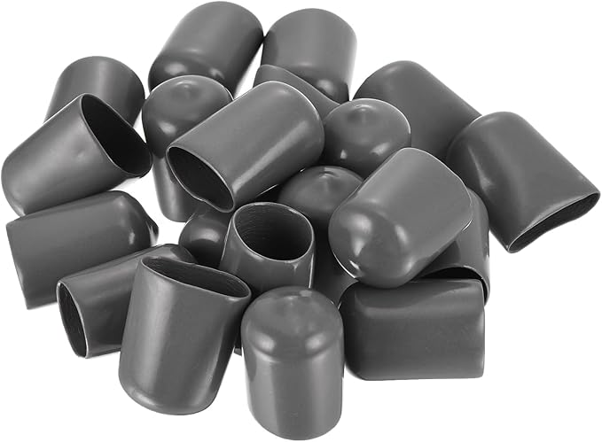 uxcell 20pcs Rubber End Caps 17mm ID Vinyl PVC Round Tube Bolt Cap Cover Screw Thread Protectors Dark Grey - Image 4