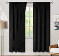 BGment 100% Blackout Curtains for Bedroom with Black Liner, Double Layer Full Room Darkening Thermal Insulated and Noise Reducing Rod Pocket Curtain (42 x 72 Inch, Black, 2 Panels) by BGment