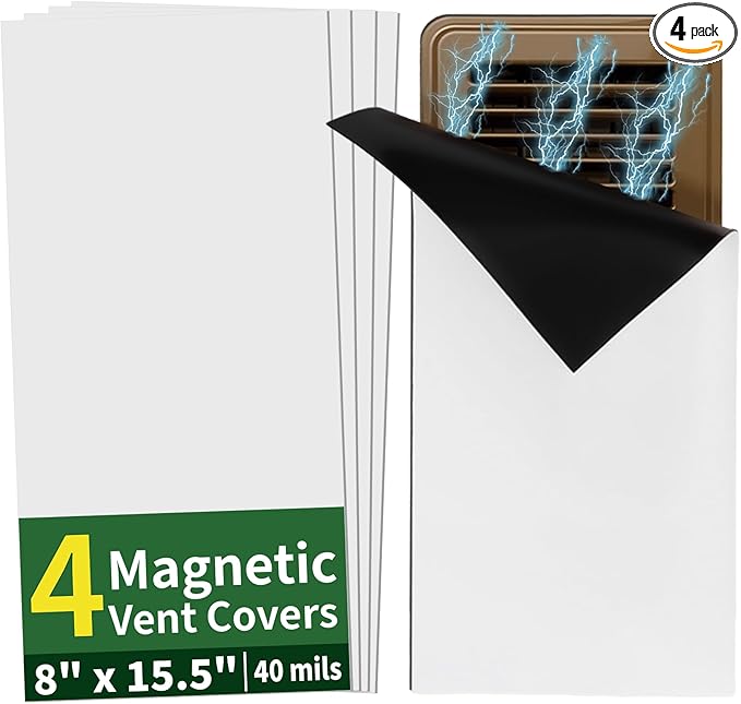 FINDMAG Strong Magnetic Vent Cover, 4 Pack 8" x 15.5" Vent Covers for Wall Registers, Durable Ceiling Vents Covers with Wall Heater Guard and Heat Register Plate, Ideal for Home and HVAC System by FINDMAG