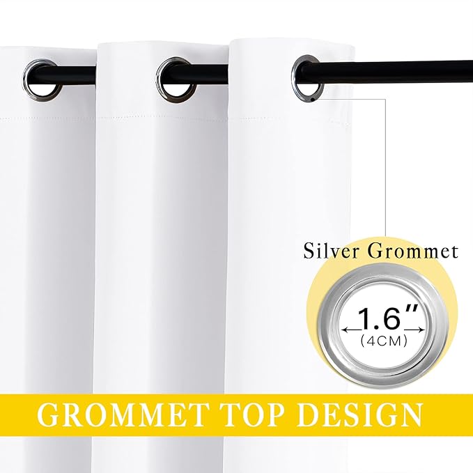 NICETOWN Sliding Door Curtain Window Treatment, Energy Smart Thermal Insulated Extra Wide Solid Blackout Curtains/Drapes for Patio Door/Porch (Pure White, 1 PC, W80 x L108) - Image 2