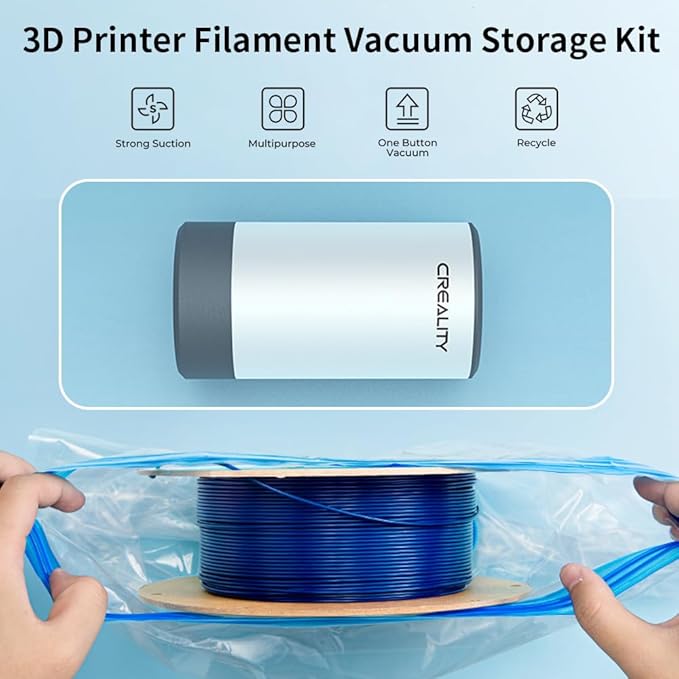 Creality 3D Printer Filament Storage Bags 40 x 40 CM, Large Transparent Sealed Bags with Electric Pump Dust Proof Humidity Resistant Keeping Filament Dry, Reusable Vacuum Storage Bags 8 PCS - Image 5