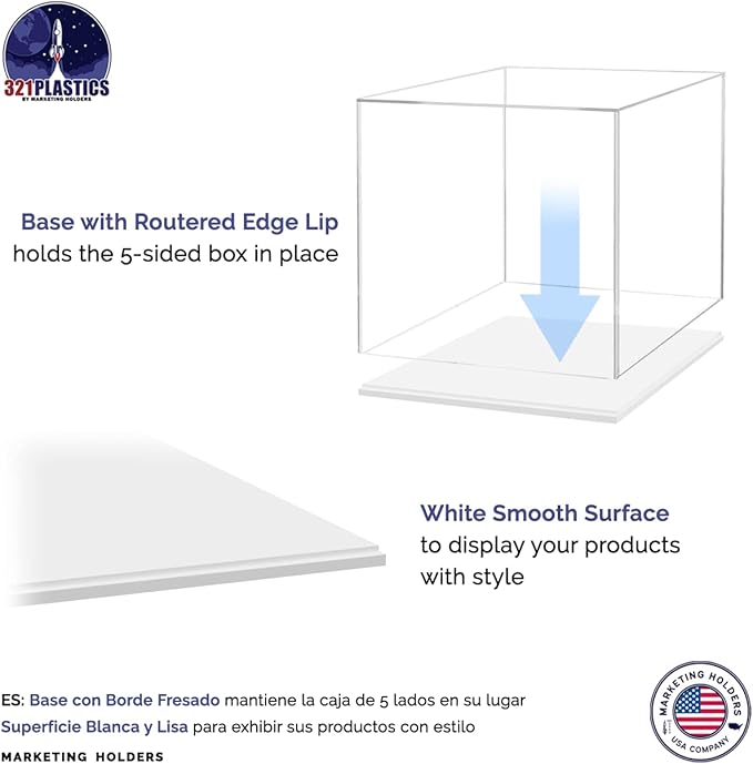 12" Clear Acrylic Display Box with White Base Versatile Tall Lucite Retail Product Riser or Wedding Floral Centerpiece Pedestal by Marketing Holders - Image 4