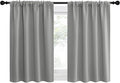 NICETOWN 2 Panels Blackout Curtains, Rod Pocket Thermal Insulated Drapes for Kitchen, Heavy Duty Small Window Treatment for Dorm Room, Studio Apartment, Basement (Silver Grey, W42 x L30) by NICETOWN