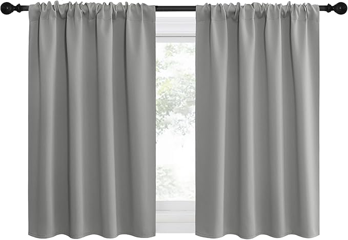 NICETOWN 2 Panels Blackout Curtains, Rod Pocket Thermal Insulated Drapes for Kitchen, Heavy Duty Small Window Treatment for Dorm Room, Studio Apartment, Basement (Silver Grey, W42 x L30) by NICETOWN