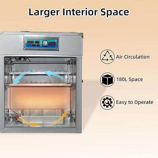 XKV 176 Eggs Incubator with Automatic Egg Turning,Temperature Humidity Control,Automatic Digital Egg Hatcher,For Chick,Duck,Poultry,Industrial Brooding Machine Chicken Incubator for Farm,Home,Indoor - Image 9