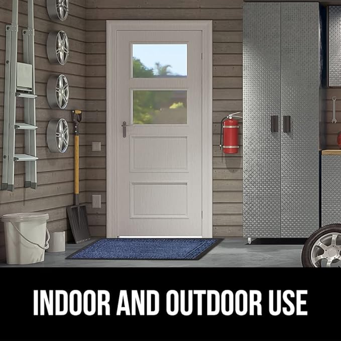 GORILLA GRIP 100% Waterproof All-Season WeatherMax Doormat, 72x24, US Designed Natural Rubber, Stain and Fade Resistant, Low Profile Indoor Outdoor Door Mats, Easy Clean Patio Mat, Navy Greek Keys - Image 9