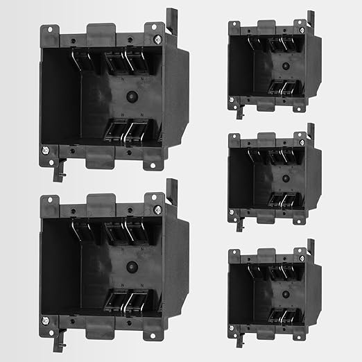 2-Gang Black Non-Metallic PVC Old Work Electrical Box, Black, 25 Cubic Inch. – Retrofit Standard Switch/Outlet Wall Box, ETL Listed (5 Pack) by YQMIGU