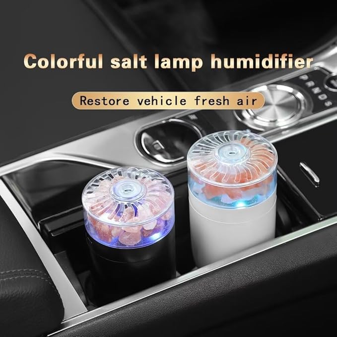 Himalayan Salt Lamp Ultrasonic Humidifier,Essential Oil Aromatherapy Diffuser,230ML Cool Mist Humidifier with Built-in Battery,7 Color Light,Auto Shut-Off Pink - Image 2