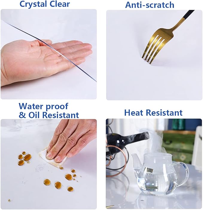 19x43 in Clear PVC Table Protector Cover Office Plastic Desk Protector Chair Mat Thicken Transparent Desk Pad Mat Table Pad Tablecloth Cloths for Coffee Table Writing Desk Topper Easy to Clean - Image 6
