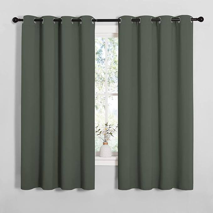 NICETOWN Thermal Insulated Curtains Blackout Draperies, Window Treatment Solid Grommet Room Darkening Drape Panels for Bedroom (Dark Mallard, Set of 2, 55 by 68 inches Long) by NICETOWN