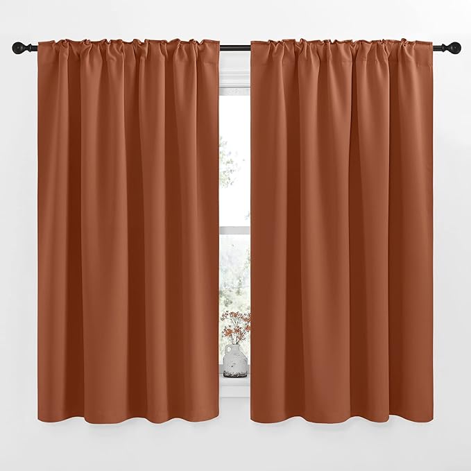 NICETOWN Halloween Bedroom Blackout Draperies Panels - (Burnt Orange Color) 52 inches x 54 inches, 2 Panels Set, Thermal Insulated Blackout Curtains/Drapes for Christmas & Thanksgiving Present - Image 2