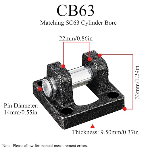 TopHomer Air Cylinder Base Connection Fitting Cylinder Fixing Base Standard Type Pneumatic Part Foot Flange CB63 for Pneumatic SC63 Cylinder (CB63) - Image 2