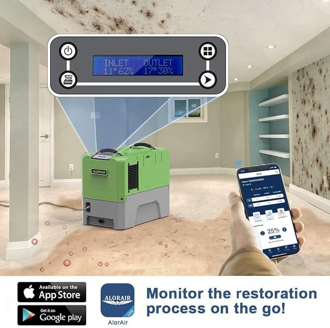 ALORAIR Smart WiFi LGR Commercial Dehumidifier 180 PPD (Saturation) with Hose, Industrial Dehumidifier with Pump, 5 Years Limited Warranty, cETL Listed, 85 PPD at AHAM, Flood Repair, Green - Image 2