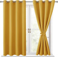 Hiasan Blackout Curtains for Bedroom - Thermal Insulated & Light Blocking Window Curtains for Living Room/Kids Room, 2 Drape Panels Sewn with Tiebacks, Mustard Yellow, 52 x 45 Inch by Hiasan