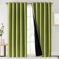 NICETOWN 100% Blackout Window Curtain Panels, Fresh Green, 2 Pieces, 70" Wide Each Panel, Cold and Full Light Blocking Drapes with Black Liner for Nursery, 84" Drop Thermal Insulated Draperies by NICETOWN