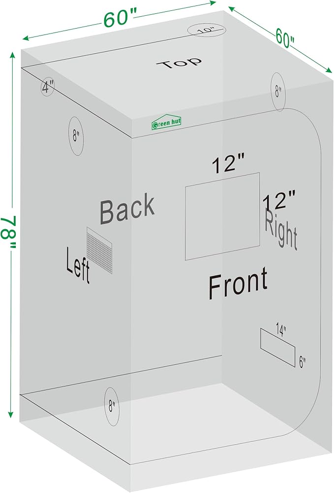 60"x60"x78" 600D Mylar Hydroponic Growing Tents for Plants Inside Reflective Grow Tent Growing Room Hydroponic System 5x5 Grow Tent - Image 8