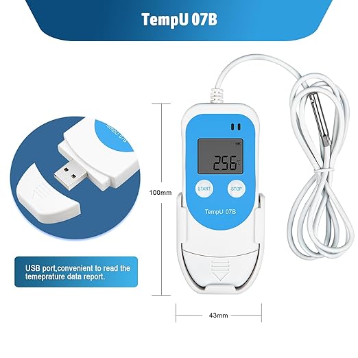Tzone Temperature Humidity Data Logger with Probe,Digital Humidity Logger USB Temp Recorder 34560 Groups,Industrial Data Logger Thermometer with Auto PDF&CSV Report for Freezer Refrigerator RH Monitor - Image 7