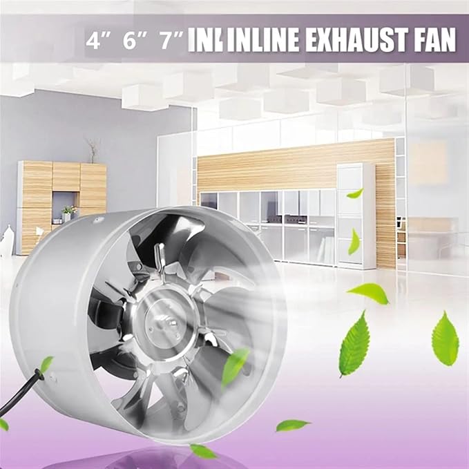 Ventilation Fan 4"/6"/7" Low Noise High Speed Inline Duct Bathroom Toilet Wall Ventilation Fan Booster Exhaust Blower Air Cooling Vent Access, White Ventilating Fan (4 inches - Image 3