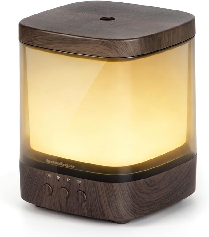 InnoGear Diffusers for Essential Oils, 300ml Oil Diffuser Aromatherapy Diffusers Aroma Ultrasonic Cool Mist Humidifier 4 Timers Color Changing Lights Auto-Off, Brown by InnoGear