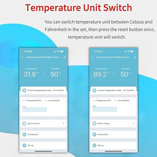 2 Pack WiFi Temperature Humidity Sensor Smart Hygrometer Thermometer Sensor with APP Remote Monitor and Alert High Precision Indoor Thermometer No Hub Required, Compatible with Alexa Google Assistant - Image 4