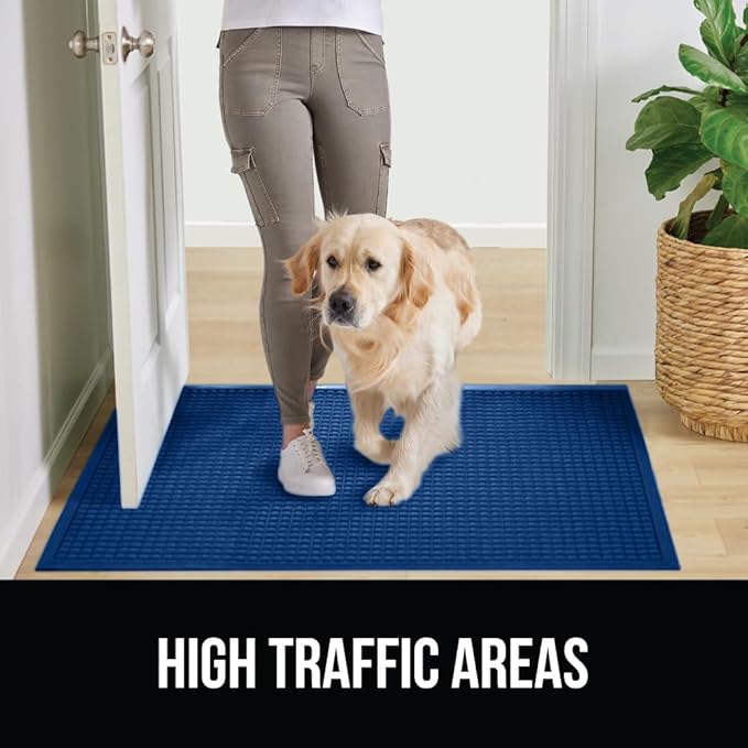 GORILLA GRIP Front Door Mat, Indoor Outdoor Ultra Absorbent HydroAbsorb Doormat, Absorbs Up to 1.7 Cups of Water, Stain and Fade Resistant, Rubber Backing Doormats, Captures Dirt, 29x17 Blue - Image 6