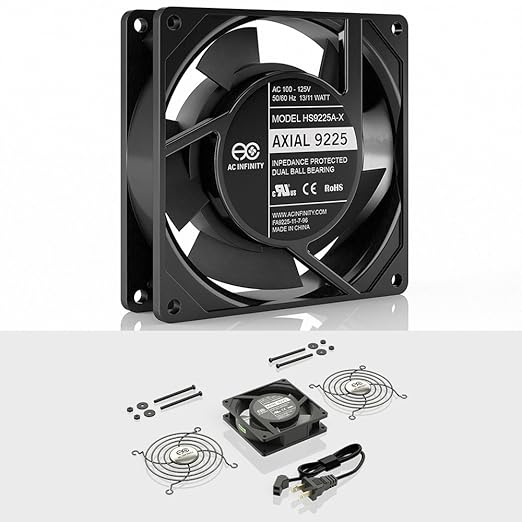 AC Infinity AXIAL 9225, Muffin Fan, 120V AC 92mm by 92mm by 25mm High Speed, UL-Certified for DIY Cooling Ventilation Projects - Image 2